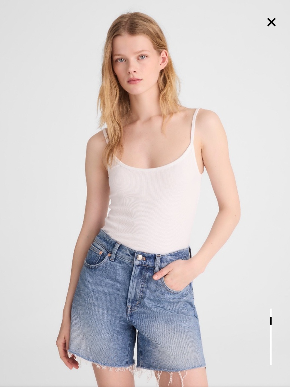 NWT Madewell The Perfect Vintage Mid-Length Short Denim High Waist Raw Hem 5 in